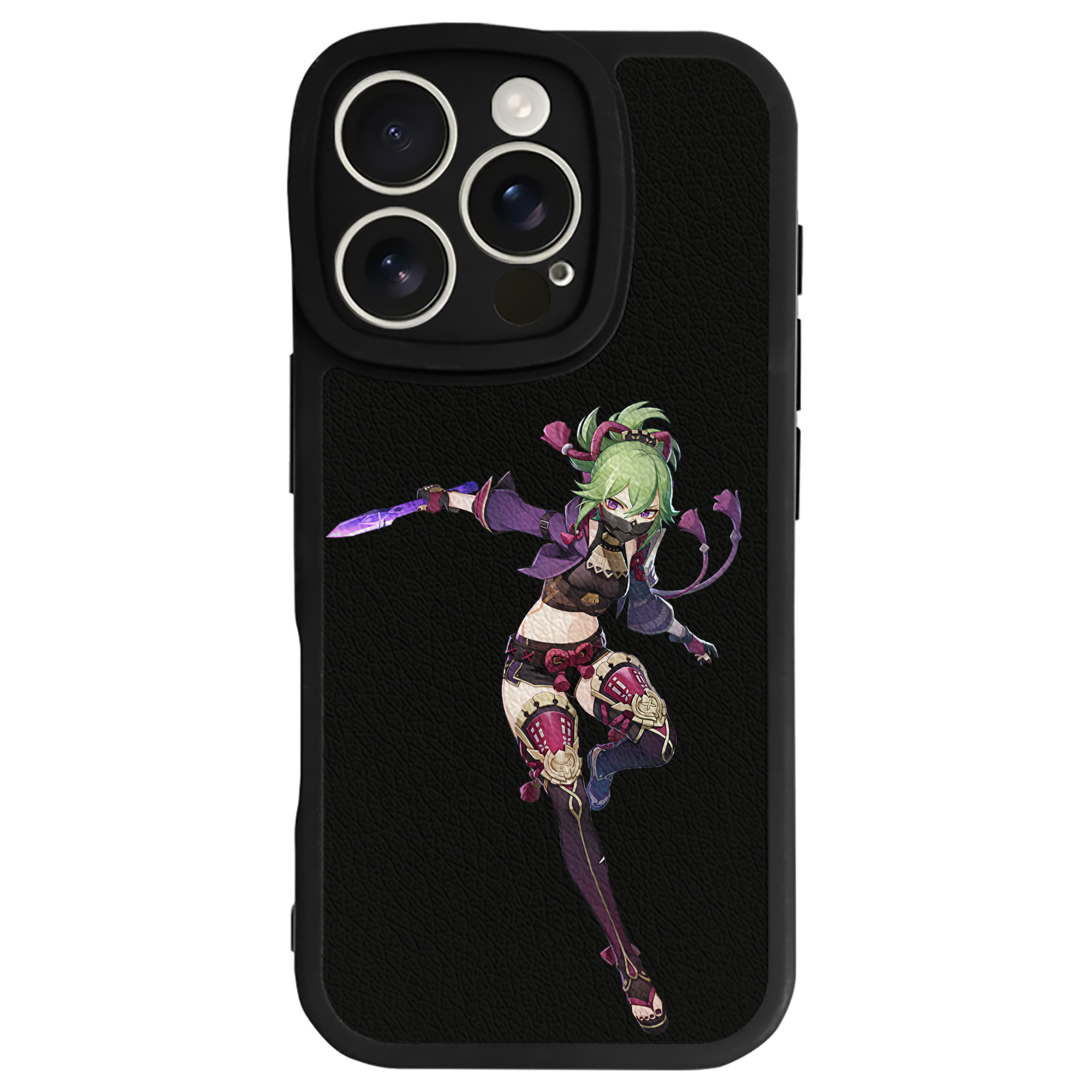 げんし神  久岐忍 くき しのぶ genshin Kuki Shinobu 【iPhone 16シリーズ対応】シリコンスマホケース（レザー調） 材質：シリコン